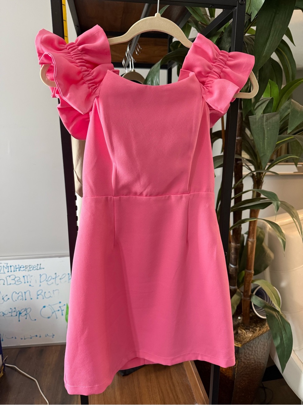DO+BE Bright Pink Ruffle-Shoulder Mini Dress